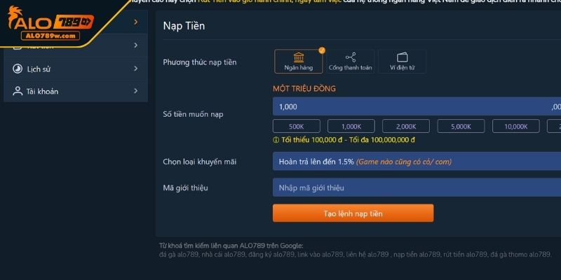 Những lưu ý quan trọng khi nạp tiền ALO789 Những lưu ý quan trọng khi nạp tiền ALO789