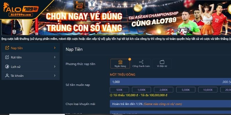 Yêu cầu cần thiết trước khi nạp tiền ALO789 Yêu cầu cần thiết trước khi nạp tiền ALO789