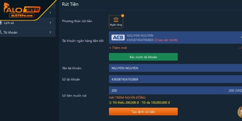 Hướng dẫn rút tiền ALO789 qua Internet Banking Hướng dẫn rút tiền ALO789 qua Internet Banking